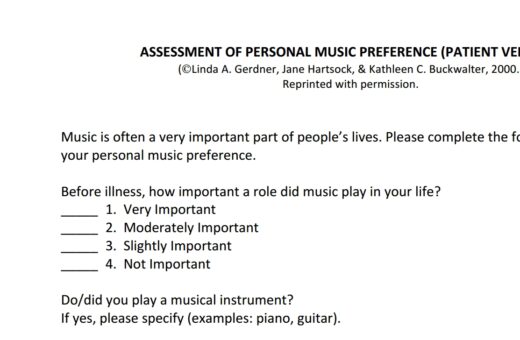 Music Preference Questionnaire Patient Version