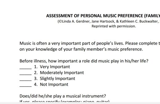 Music Preference Questionnaire Family Version